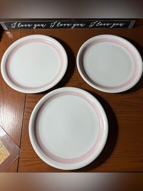 Florida by Thomas Rosenthal SALAD PLATES 8" Germany set of 3 white pink grid